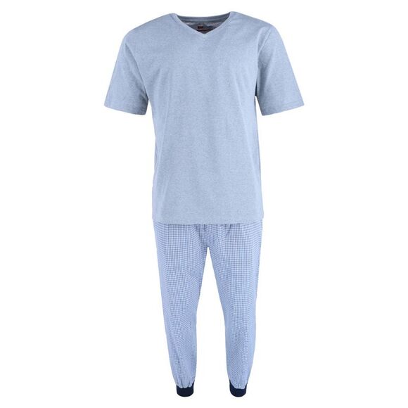 Ten West Apparel Men's V-Neck Top With Plaid Jogger Lounge Set - Picture 1 of 4